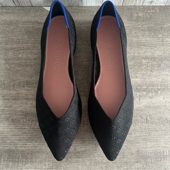 Rothy's Black Shimmer Point Flats 8.5 - Picture 1 of 4